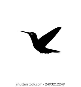 Flying Hummingbird Silhouette, Flat Style, can use Art Illustration, Website, Logo Gram, Pictogram or Graphic Design Element. Vector Illustration