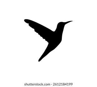 Flying Hummingbird Silhouette Vector Bird Icon Isolated on White Background
