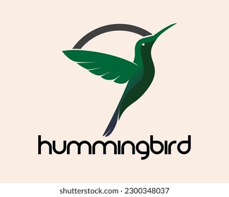 fliegender Kolibri bei der Inspiration für das Logo der Sonnenlinie Symbol-Design-Vorlage