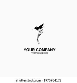 Flying hummingbird vector logo. Fancy eagle bird vector outline logo design.