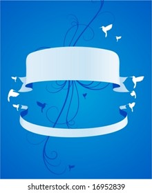 Flying hummingbirds with banner.