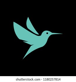 Flying hummingbirds on black background or logo template.