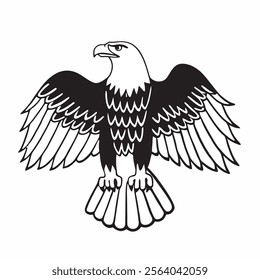 
flying hunting bald eagle black silhouette illustration design.