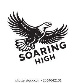 
flying hunting bald eagle black silhouette illustration design.