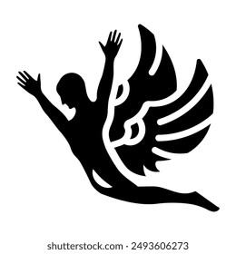 Ícaro volador, icono de estilo sólido 