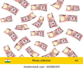 Billete de rupia india.Llueve dinero. Rupia en caída