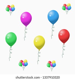 Flying inflatable balls of different colors. Vector illustration
