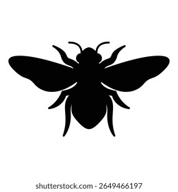 Flying Insect Silhouette Vector, Black Bee or Wasp Icon for Nature Design Projects.