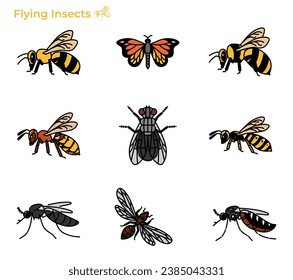 Flying insects icon modern concept ui ux icon for website, app, presentaion, flyer, brochure etc.