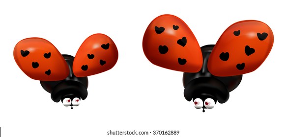 Flying insects. Ladybugs on a white background. love. Vector