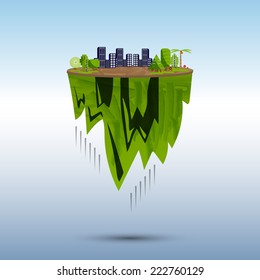 Flying island. Concept for infographic.