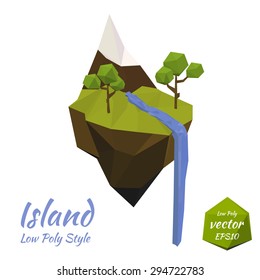 Flying island. Ecological symbol. Vector illustration