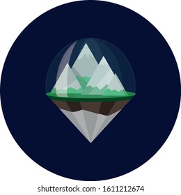Flying Island in a glass capsule vector.