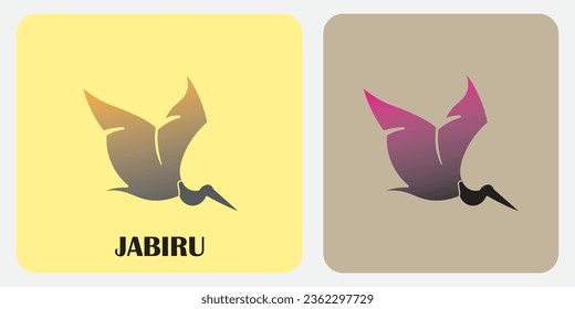 Flying jabiru bird logo design.
