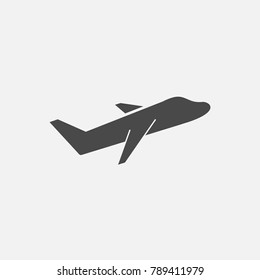 flying jet aeroplane vector in the sky traveling and transport icon gray eps10