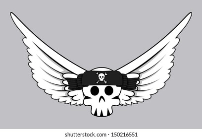 Flying Jolly Roger Skull Vector
