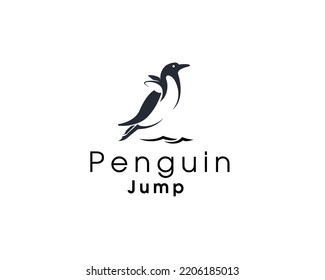 flying jump penguin art logo icon symbol design template illustration inspiration