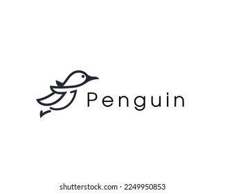 flying jump penguin art logo icon symbol design template illustration inspiration