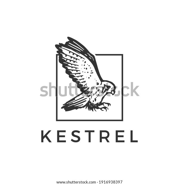flying\
kestrel bird square logo vector icon\
illustration