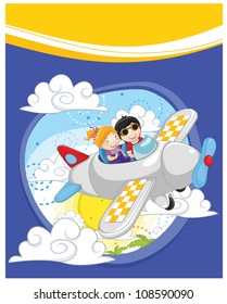 Flying kids vector illustration