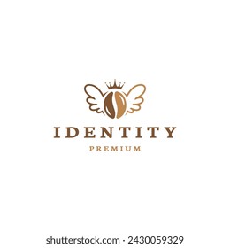 Flying king coffee logo icon design template flat vector