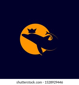 Flying King dolphin logo design template