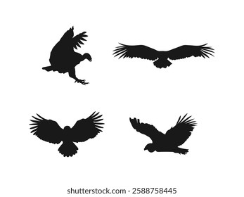 Flying King Vulture silhouette logo symbol design illustration. Eagle icon illustration isolated vector sign symbol. Minimal design, minimalist logo vector. Vector on a white background.