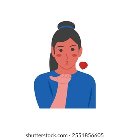 Flying Kiss Flat Icon, Vector illustration