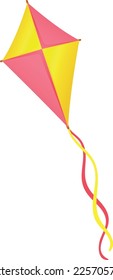 Flying kite. Color cartoon icon. Wind toy