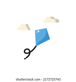 Flying Kite Flat Icon - Summer Season Icon Vector Illustration