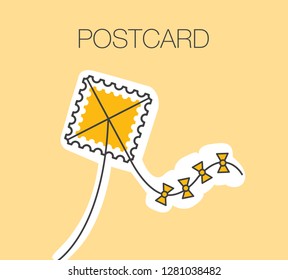 Flying kite in the form of stamps.