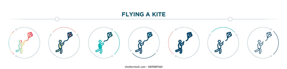 flying a kite icon designed in gradient, filled, two color, thin line and outline style. vector illustration of flying a kite vector icons. can be used for mobile, ui, web
