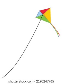 Flying a kite isolated on white background. Wind kite vector illustration