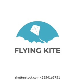 FLYING KITE LOGO ICON KONZEPT. MINIMALISTISCHE LOGO-VEKTORGRAFIK