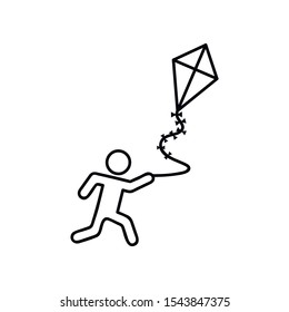 Flying, kite, man icon. Element of man with random object icon. Premium quality graphic design icon. Signs and symbols collection icon for websites, web design