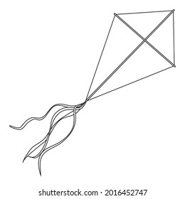 Fliegendes Kite-Umriss-Vektorzeichen, einzeln auf weißem Hintergrund, Symbol, Logo-Illustration.