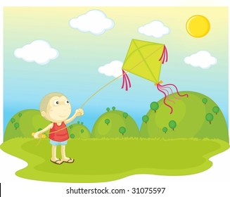flying kite in a park