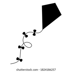 Flying kite silhouette icon. Vector illustration isolated on white background.