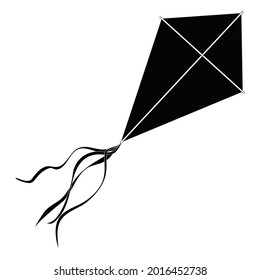 Fliegendes Kite-Silhouette-Vektorzeichen, einzeln auf weißem Hintergrund, Symbol, Logo-Illustration.