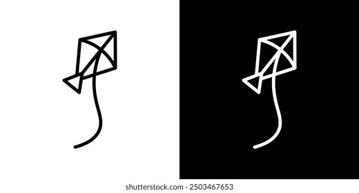 Flying a kite thin line vector icon set.
