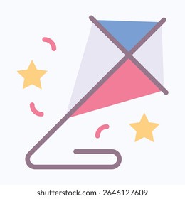 Flying Kite Vector Icon, Fourth Of July Icon, Vector Style Flat Icon. 
