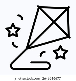 Flying Kite Vector Icon, Fourth Of July Icon, Vector Style Lineal Icon. 