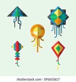 Flying kite vector illustration wind fun toy fly leisure happy isolated joy string activity play freedom game design vacation childhood