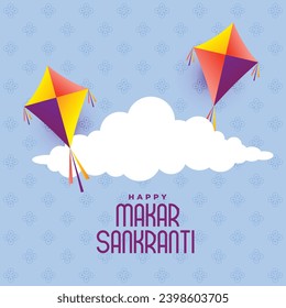 Fliegerkite und Cloud-Maker-Sankranti-Festivalkarte