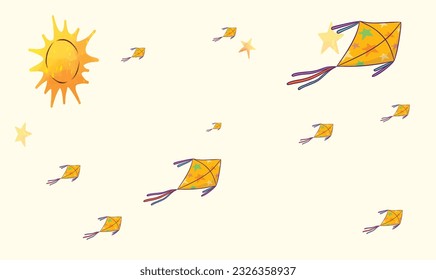 cometas voladoras en una dirección durante la temporada de verano