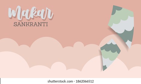 Flying kites in the sky for makar sankranti indian festival illustration vector.