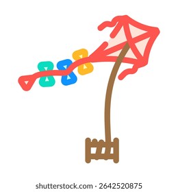flying kites spring color icon vector. flying kites spring sign. isolated symbol illustration