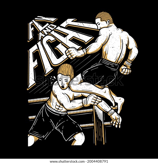 Flying Knee Mixed Martial Arts Fighter Stock Vector (Royalty Free