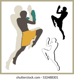 Flying knee of muay thai (Martial Arts) in silhouette vector