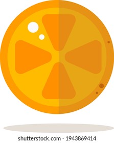 Flying kumquat citrus fruit cut half with a shadow under it. Logo template for juice, squeezes, diet, healthy style magazines. Citrus japonica clip art.